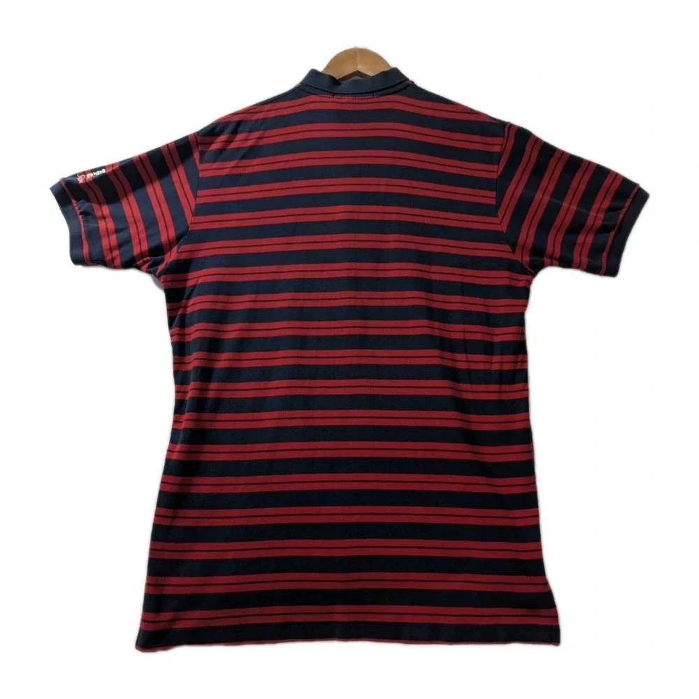 Vintage Polo Ralph Lauren Golf Shirt TPC Sawgrass Red Navy Stripe‎ Cotton L